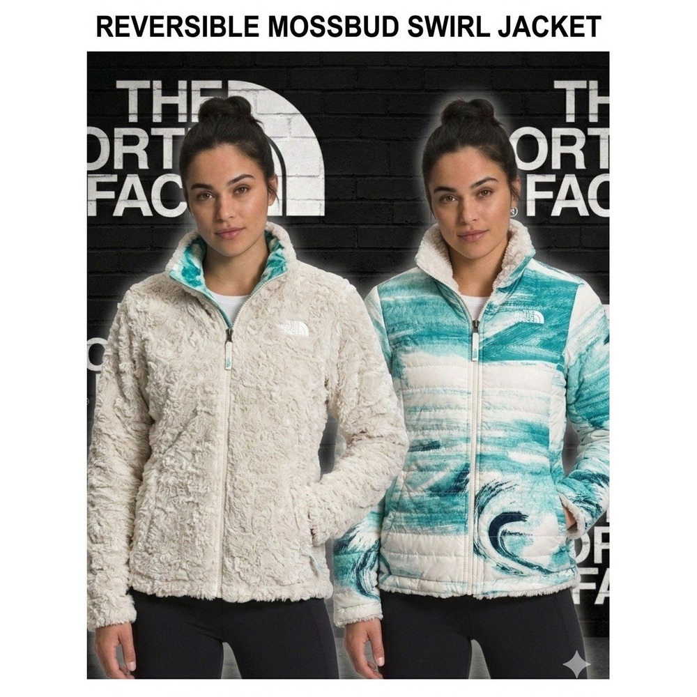 🔥The North Face🦋🩶🦋Reversible🚦thick Winter Mossbud Swirl Cream Fuzzy Coat S